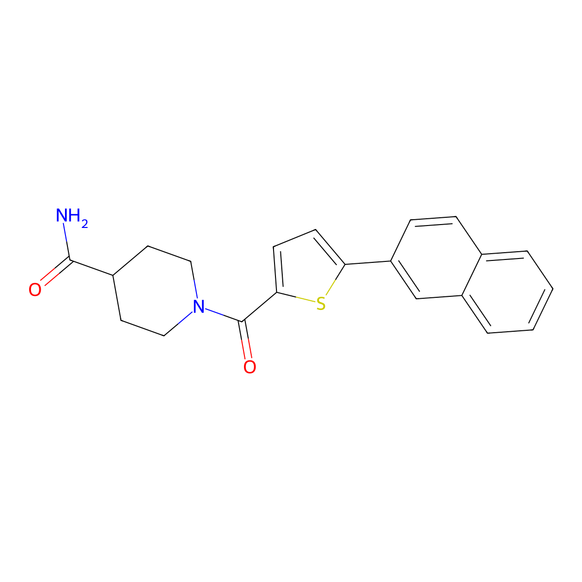 1-{[5-(Naphthalen-2-yl)thiophen-2-yl]carbonyl}piperidine-4-carboxamide molecular structure, CAS 1190251-70-7