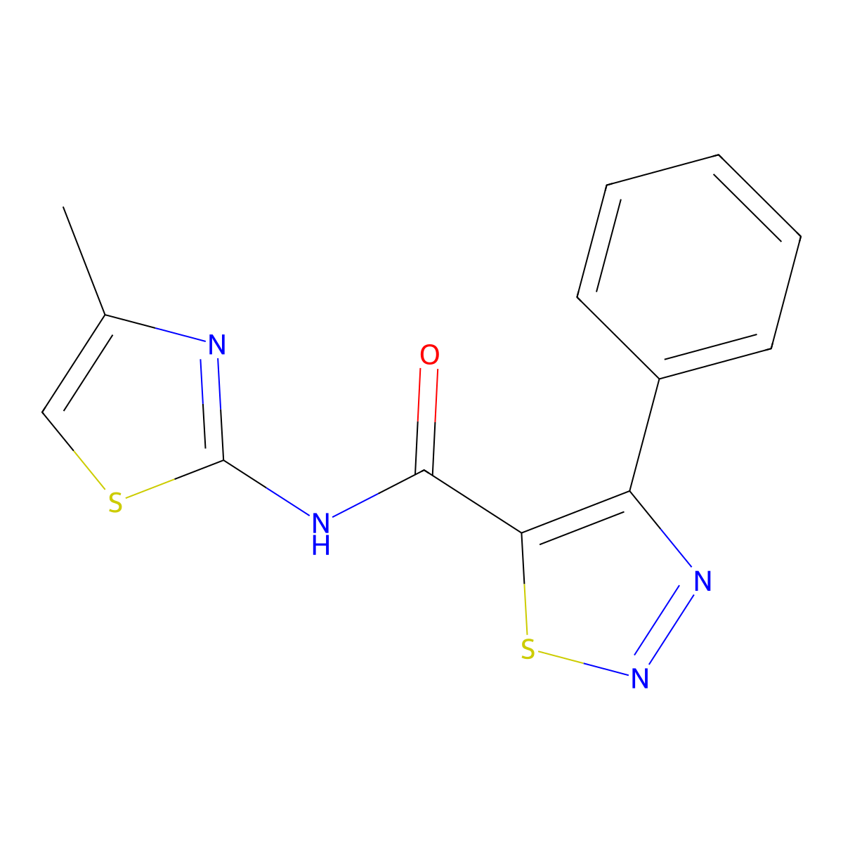 N-[(2Z)-4-methyl-1,3-thiazol-2(3H)-ylidene]-4-phenyl-1,2,3-thiadiazole-5-carboxamide molecular structure, CAS 1190251-76-3
