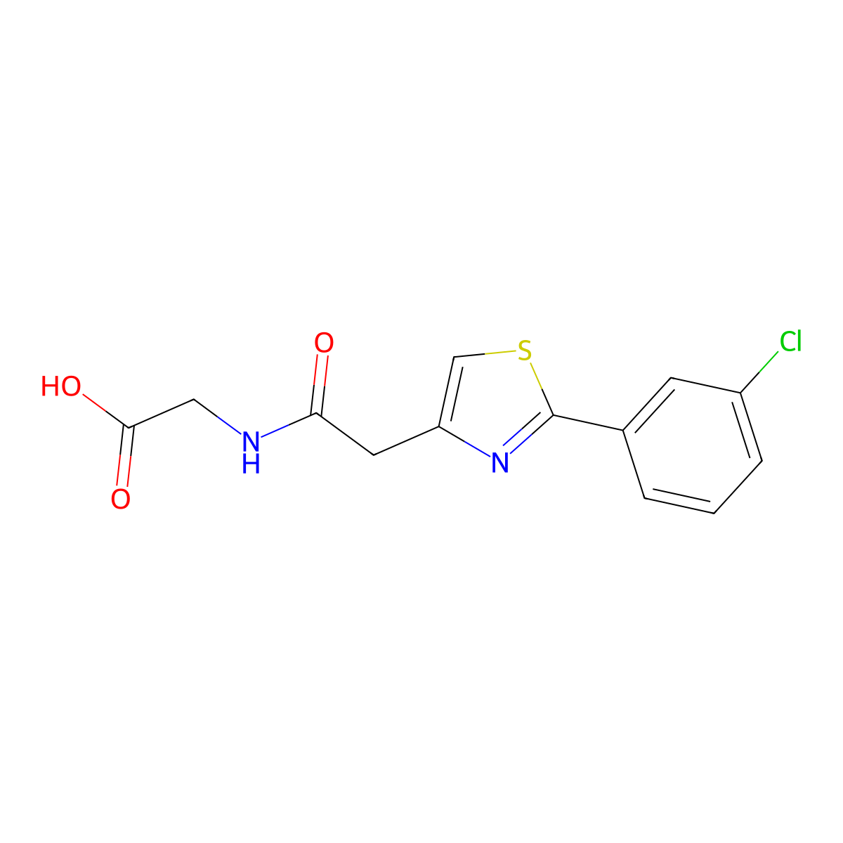 N-{[2-(3-chlorophenyl)-1,3-thiazol-4-yl]acetyl}glycine molecular structure, CAS 1190251-84-3