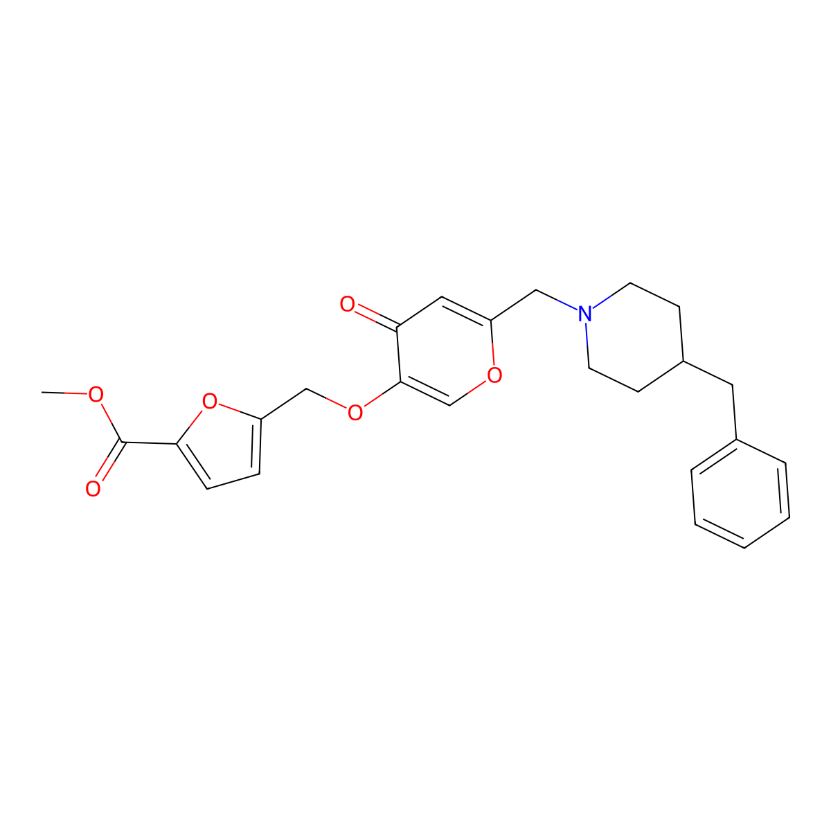 methyl 5-[({6-[(4-benzylpiperidin-1-yl)methyl]-4-oxo-4H-pyran-3-yl}oxy)methyl]furan-2-carboxylate molecular structure, CAS 1190251-97-8