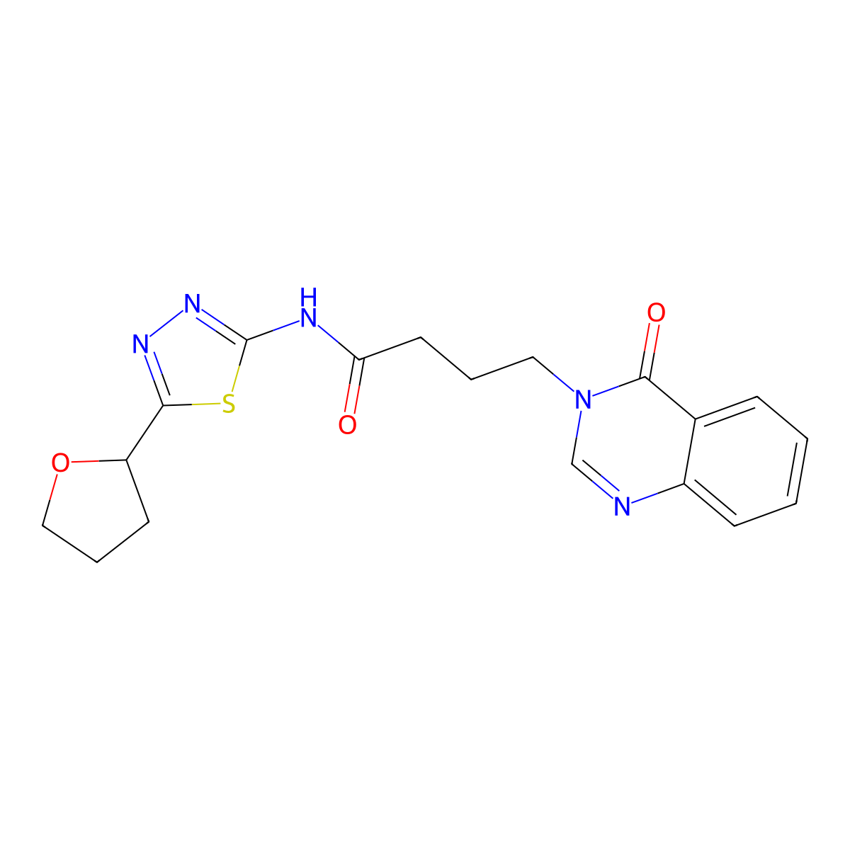 4-(4-oxoquinazolin-3(4H)-yl)-N-[(2Z)-5-(tetrahydrofuran-2-yl)-1,3,4-thiadiazol-2(3H)-ylidene]butanamide molecular structure, CAS 1190251-99-0