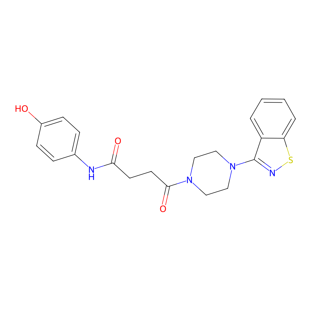 4-[4-(1,2-benzisothiazol-3-yl)piperazino]-N-(4-hydroxyphenyl)-4-oxobutanamide molecular structure, CAS 1190252-03-9