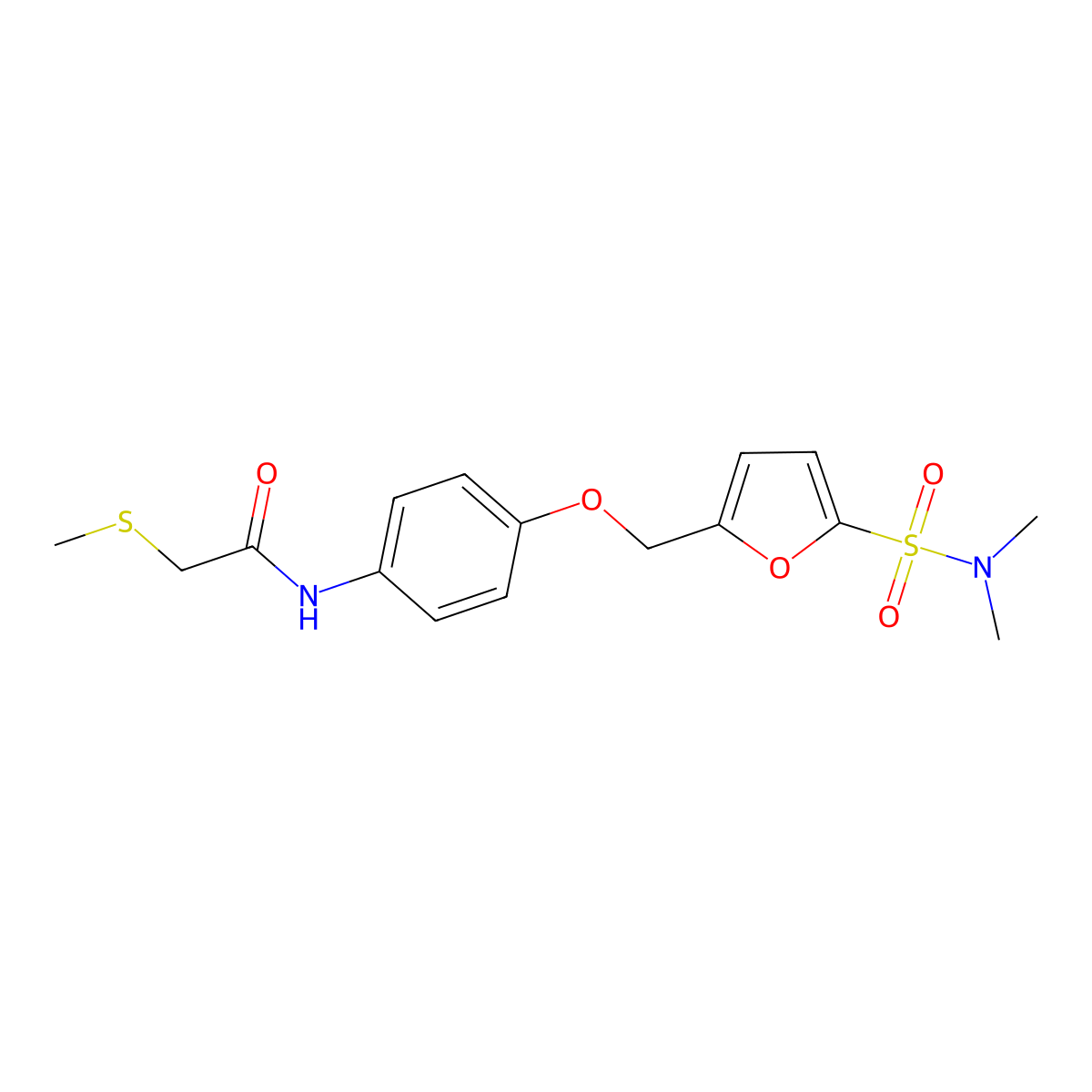 N-(4-((5-(N,N-Dimethylsulfamoyl)furan-2-yl)methoxy)phenyl)-2-(methylthio)acetamide molecular structure, CAS 1190252-15-3