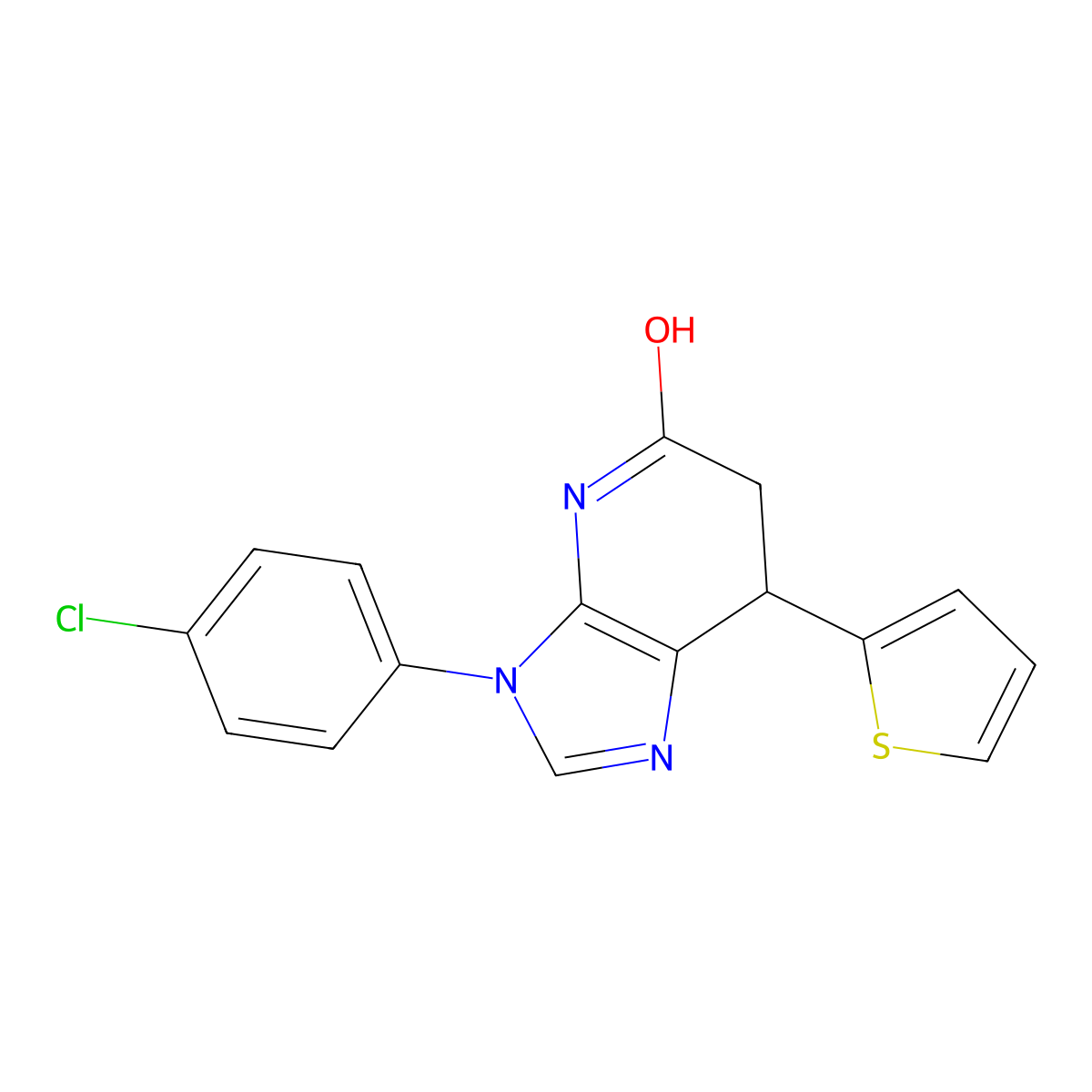 3-(4-chlorophenyl)-7-(thiophen-2-yl)-6,7-dihydro-3H-imidazo[4,5-b]pyridin-5-ol molecular structure, CAS 1190252-19-7