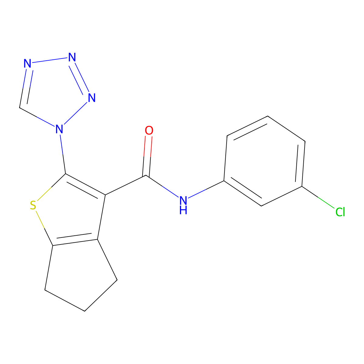 N-(3-chlorophenyl)-2-(1H-tetrazol-1-yl)-5,6-dihydro-4H-cyclopenta[b]thiophene-3-carboxamide molecular structure, CAS 1190252-28-8