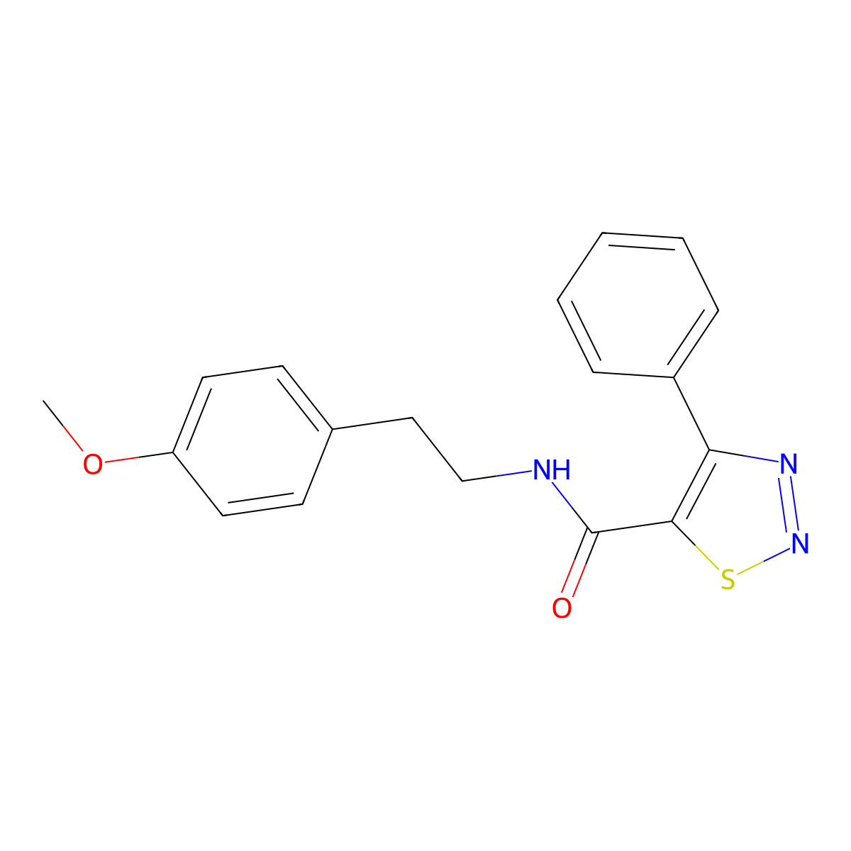 N-[2-(4-methoxyphenyl)ethyl]-4-phenyl-1,2,3-thiadiazole-5-carboxamide molecular structure, CAS 1190252-32-4