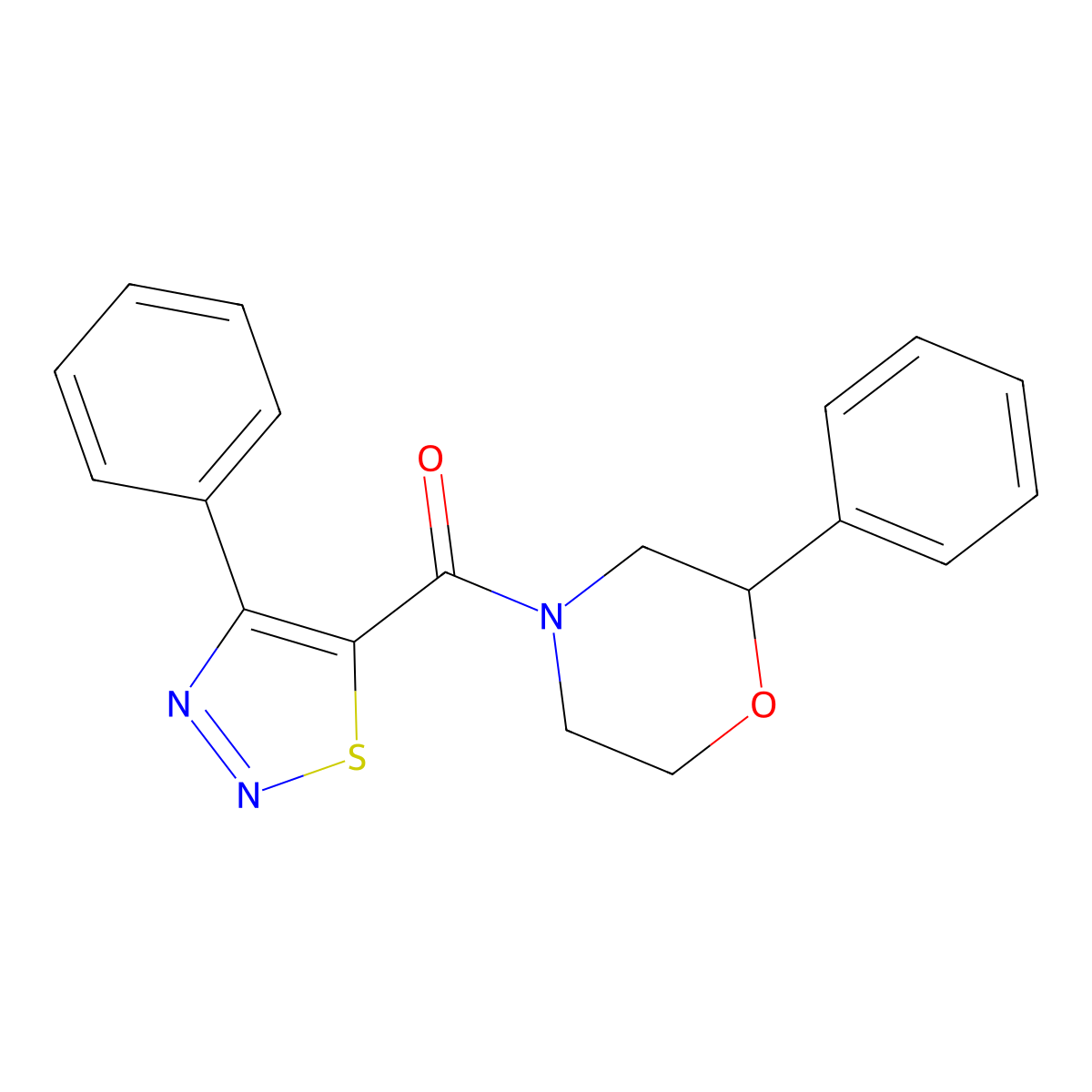 (2-Phenylmorpholin-4-yl)(4-phenyl-1,2,3-thiadiazol-5-yl)methanone molecular structure, CAS 1190252-35-7