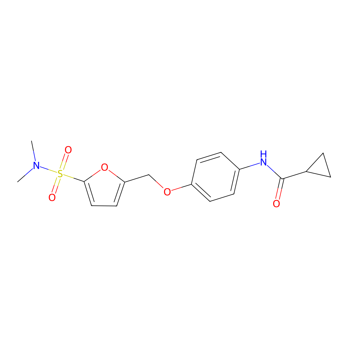 N-(4-((5-(N,N-Dimethylsulfamoyl)furan-2-yl)methoxy)phenyl)cyclopropanecarboxamide molecular structure, CAS 1190252-41-5