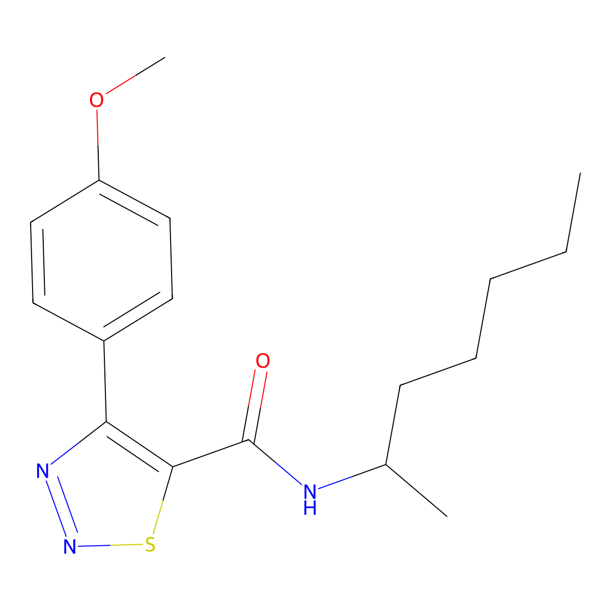 N-(heptan-2-yl)-4-(4-methoxyphenyl)-1,2,3-thiadiazole-5-carboxamide molecular structure, CAS 1190252-44-8