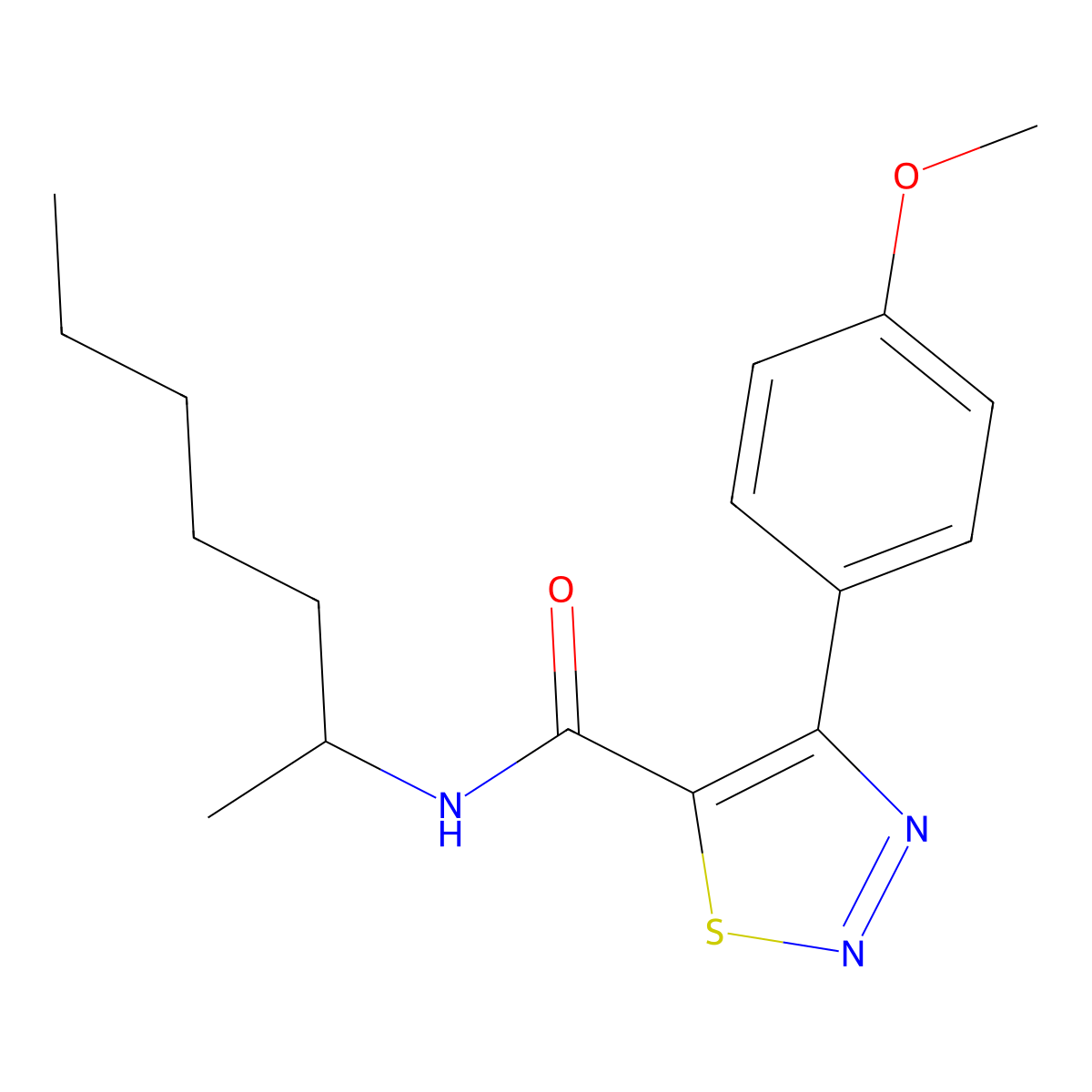 N-(heptan-2-yl)-4-(4-methoxyphenyl)-1,2,3-thiadiazole-5-carboxamide molecular structure, CAS 1190252-44-8