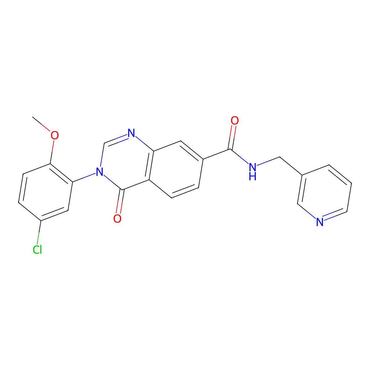 3-(5-chloro-2-methoxyphenyl)-4-oxo-N-(pyridin-3-ylmethyl)-3,4-dihydroquinazoline-7-carboxamide molecular structure, CAS 1190252-46-0