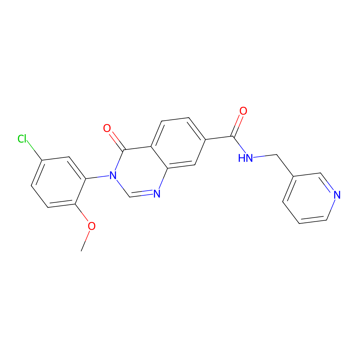 3-(5-chloro-2-methoxyphenyl)-4-oxo-N-(pyridin-3-ylmethyl)-3,4-dihydroquinazoline-7-carboxamide molecular structure, CAS 1190252-46-0