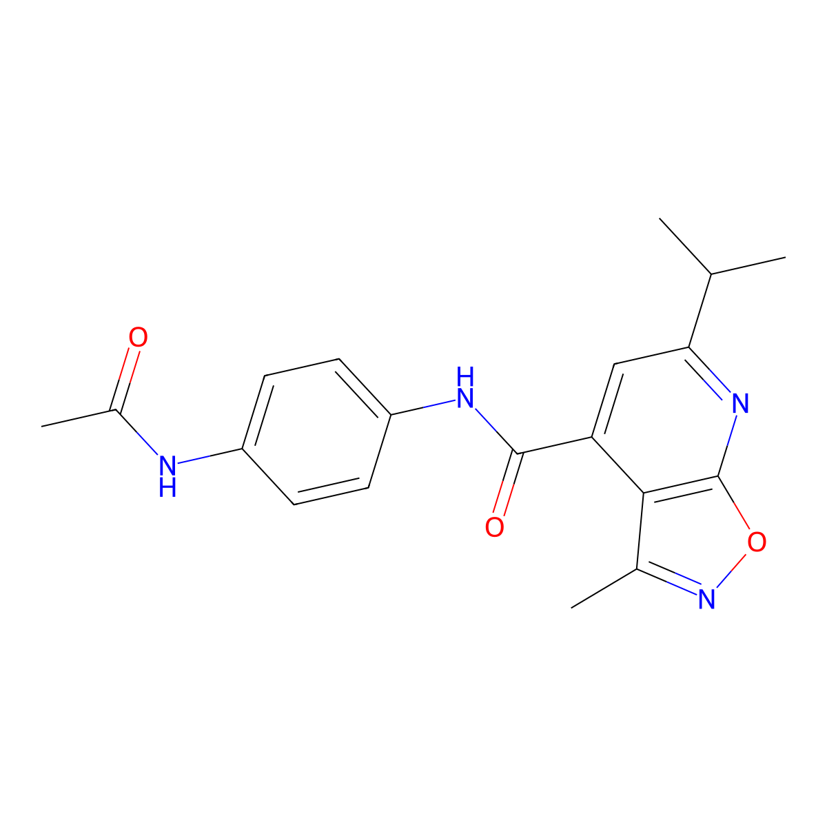 N-[4-(acetylamino)phenyl]-3-methyl-6-(propan-2-yl)[1,2]oxazolo[5,4-b]pyridine-4-carboxamide molecular structure, CAS 1190252-51-7