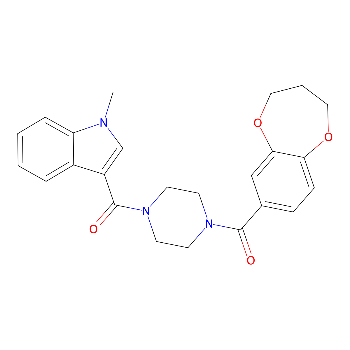 3,4-dihydro-2H-1,5-benzodioxepin-7-yl{4-[(1-methyl-1H-indol-3-yl)carbonyl]piperazin-1-yl}methanone molecular structure, CAS 1190252-61-9