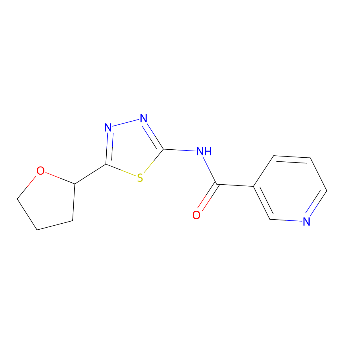 N-[(2E)-5-(tetrahydrofuran-2-yl)-1,3,4-thiadiazol-2(3H)-ylidene]pyridine-3-carboxamide molecular structure, CAS 1190252-81-3