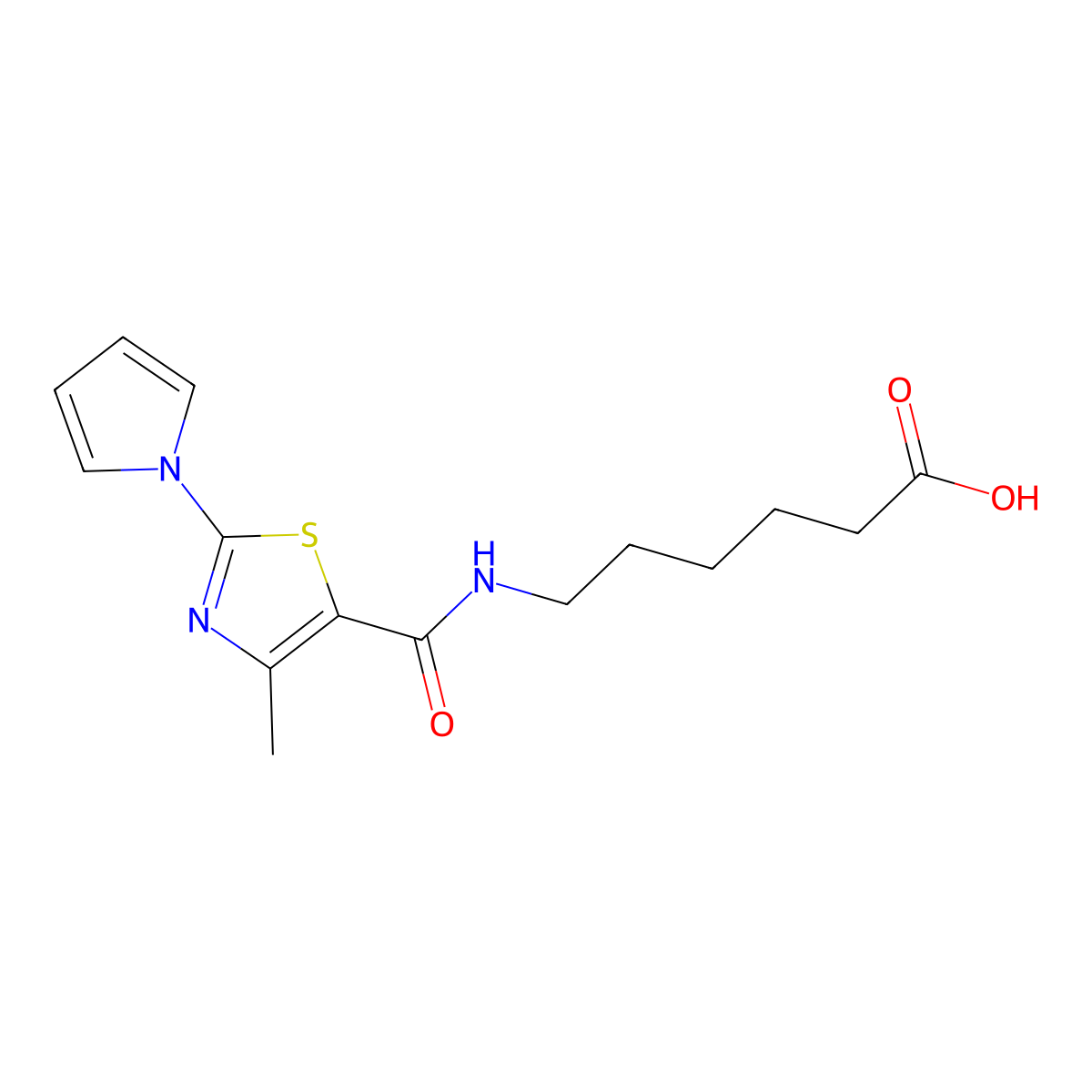 6-({[4-methyl-2-(1H-pyrrol-1-yl)-1,3-thiazol-5-yl]carbonyl}amino)hexanoic acid molecular structure, CAS 1190252-87-9