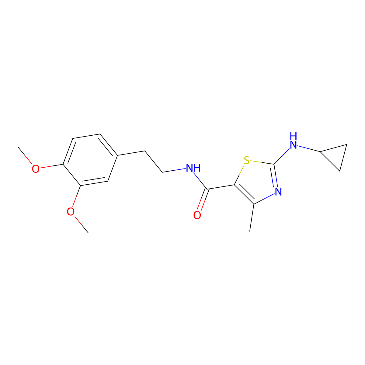 2-(cyclopropylamino)-N-[2-(3,4-dimethoxyphenyl)ethyl]-4-methyl-1,3-thiazole-5-carboxamide molecular structure, CAS 1190252-96-0