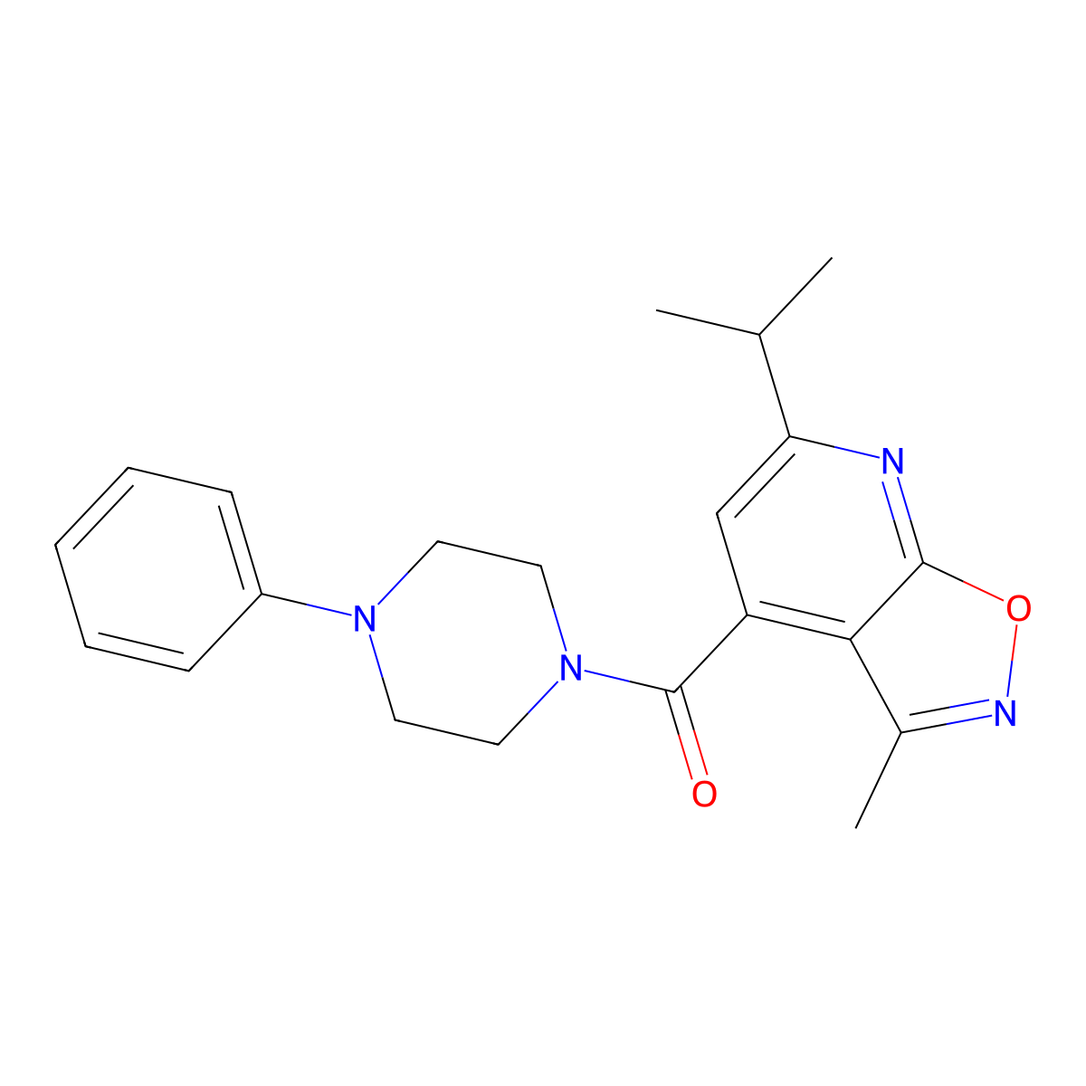 6-Isopropyl-3-methyl-4-[(4-phenyl-1-piperazinyl)carbonyl]isoxazolo[5,4-b]pyridine molecular structure, CAS 1190253-02-1