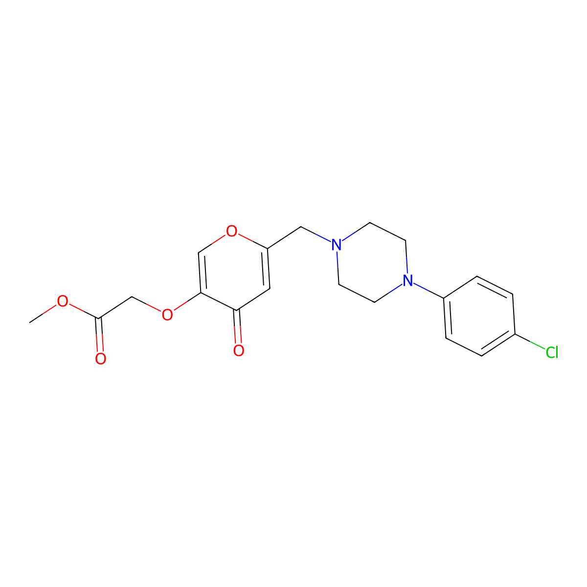 methyl [(6-{[4-(4-chlorophenyl)piperazin-1-yl]methyl}-4-oxo-4H-pyran-3-yl)oxy]acetate molecular structure, CAS 1190253-08-7