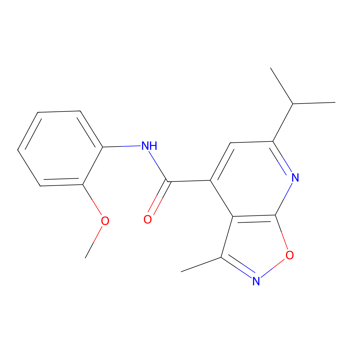 N-(2-methoxyphenyl)-3-methyl-6-(propan-2-yl)[1,2]oxazolo[5,4-b]pyridine-4-carboxamide molecular structure, CAS 1190253-37-2