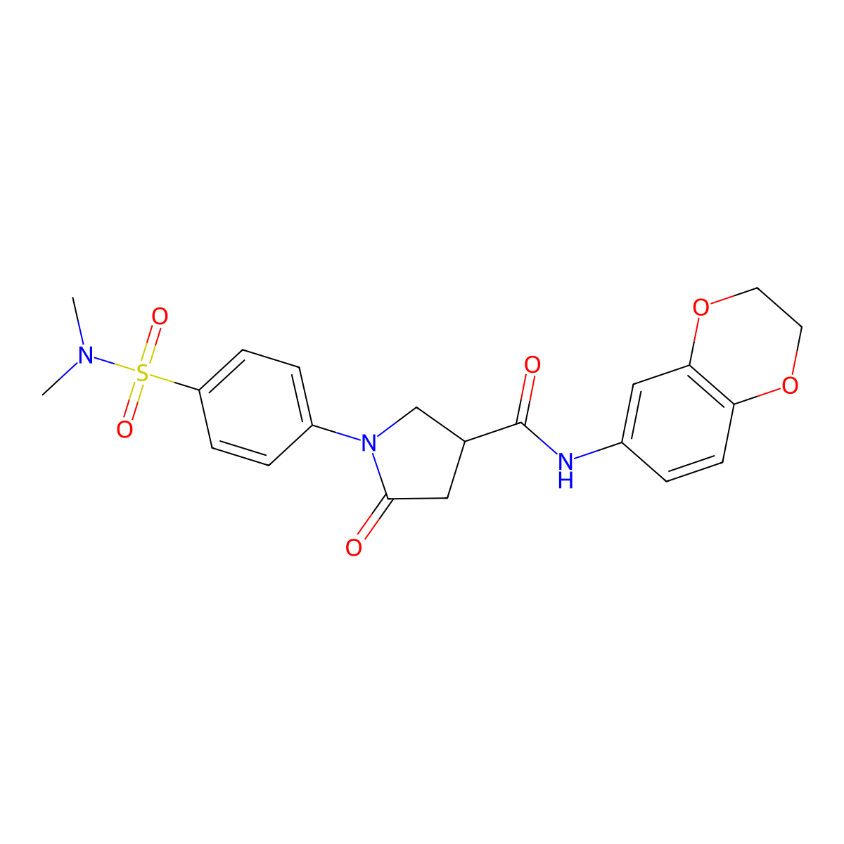 N-(2,3-dihydro-1,4-benzodioxin-6-yl)-1-[4-(dimethylsulfamoyl)phenyl]-5-oxopyrrolidine-3-carboxamide molecular structure, CAS 1190253-49-6