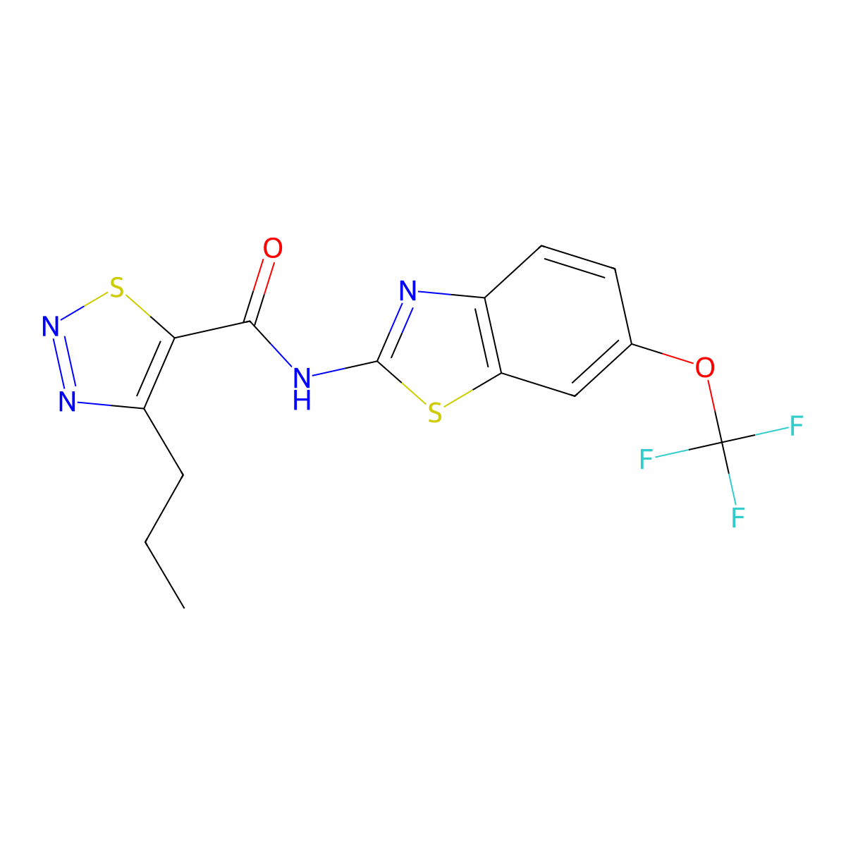 4-propyl-N-[(2Z)-6-(trifluoromethoxy)-1,3-benzothiazol-2(3H)-ylidene]-1,2,3-thiadiazole-5-carboxamide molecular structure, CAS 1190253-58-7