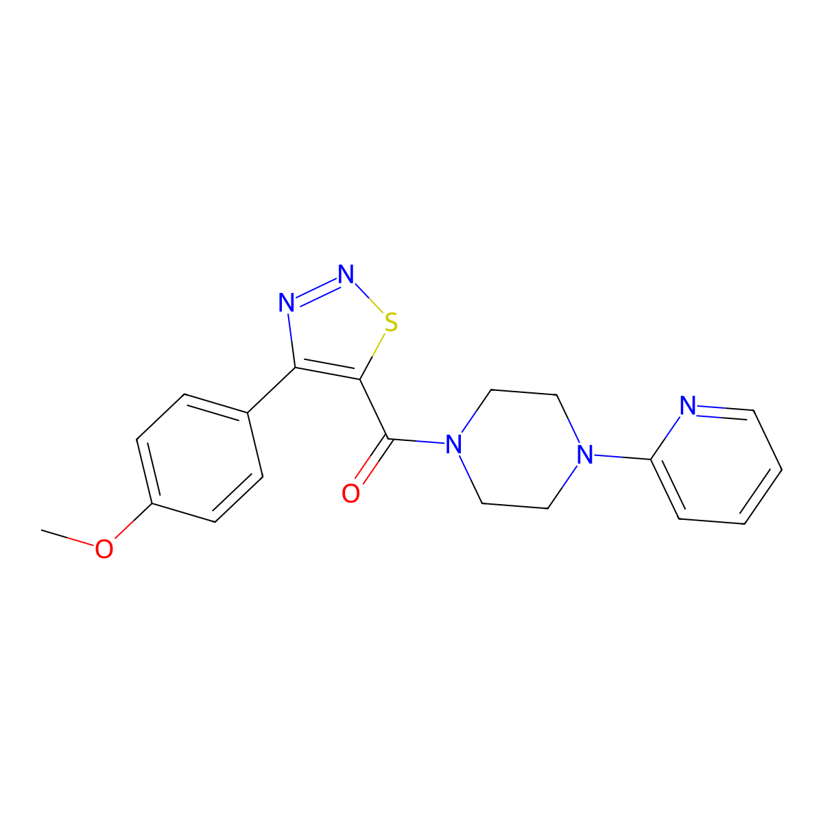 [4-(4-Methoxyphenyl)-1,2,3-thiadiazol-5-yl][4-(pyridin-2-yl)piperazin-1-yl]methanone molecular structure, CAS 1190253-71-4