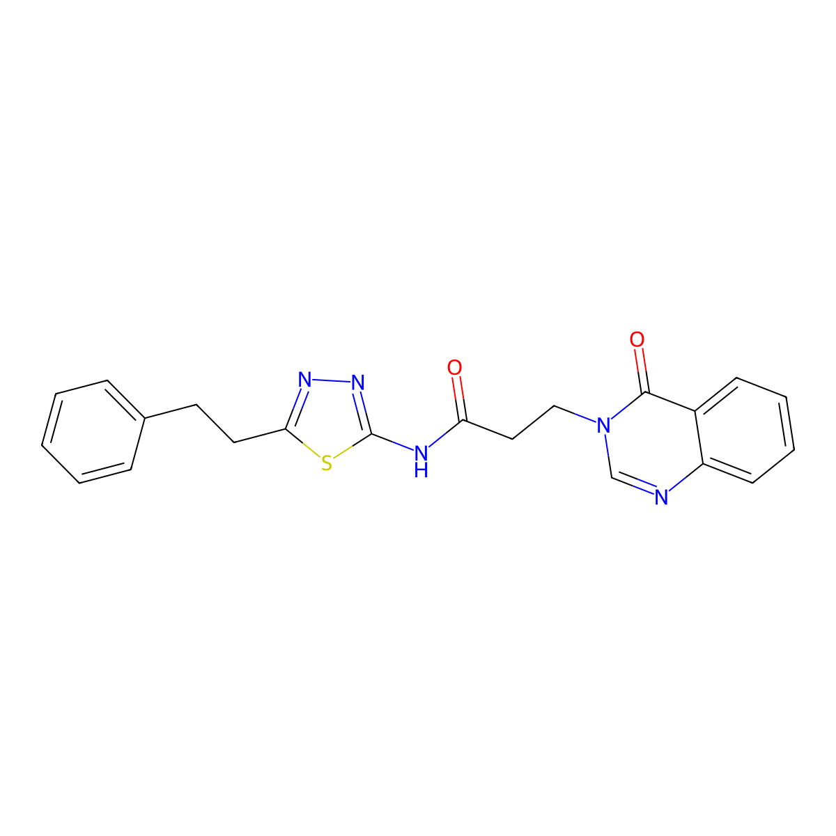 3-(4-oxoquinazolin-3(4H)-yl)-N-[(2Z)-5-(2-phenylethyl)-1,3,4-thiadiazol-2(3H)-ylidene]propanamide molecular structure, CAS 1190253-76-9