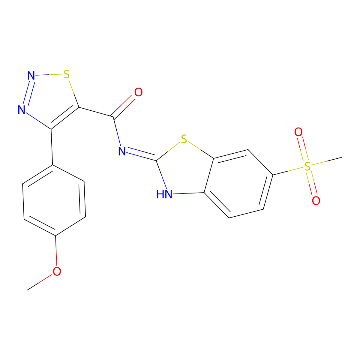 4-(4-methoxyphenyl)-N-[(2Z)-6-(methylsulfonyl)-1,3-benzothiazol-2(3H)-ylidene]-1,2,3-thiadiazole-5-carboxamide molecular structure, CAS 1190253-88-3