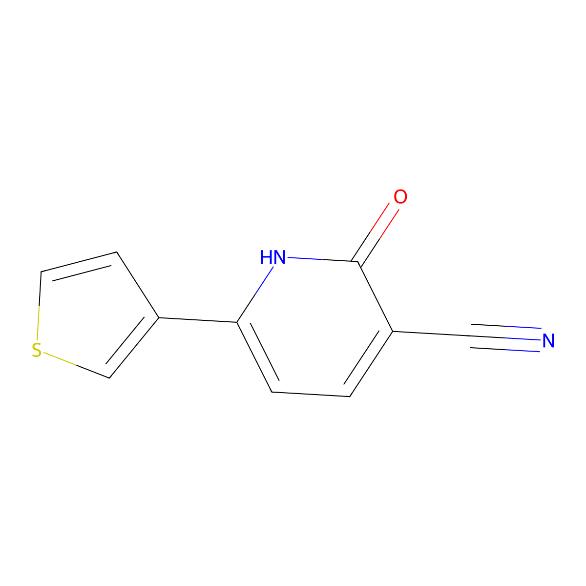 2-Oxo-6-(thiophen-3-yl)-1,2-dihydropyridine-3-carbonitrile molecular structure, CAS 1190253-95-2