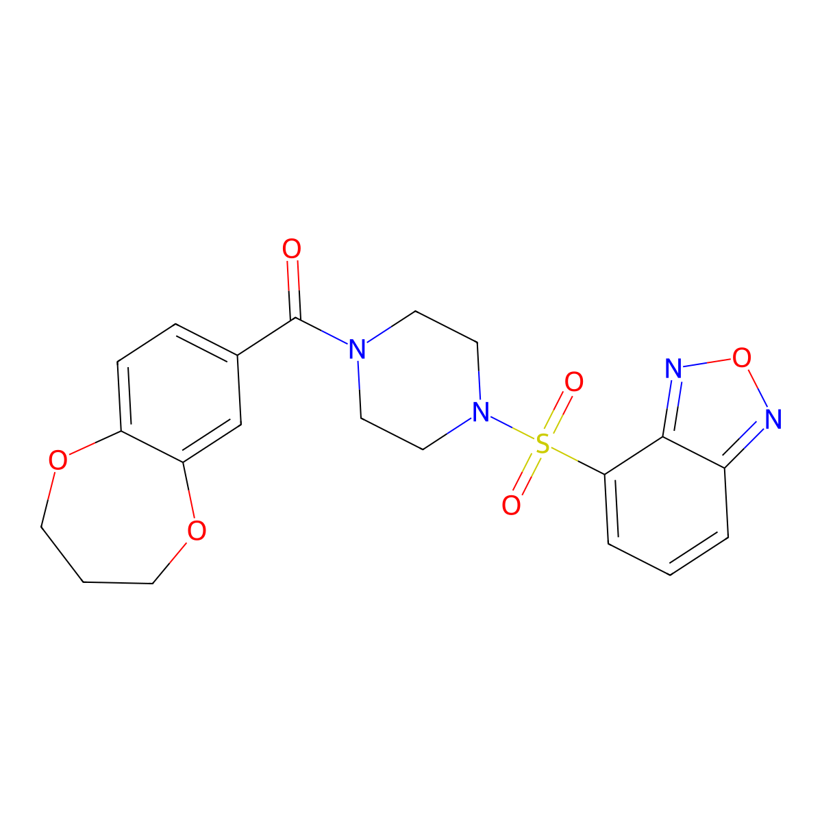 [4-(2,1,3-benzoxadiazol-4-ylsulfonyl)piperazin-1-yl](3,4-dihydro-2H-1,5-benzodioxepin-7-yl)methanone molecular structure, CAS 1190254-33-1