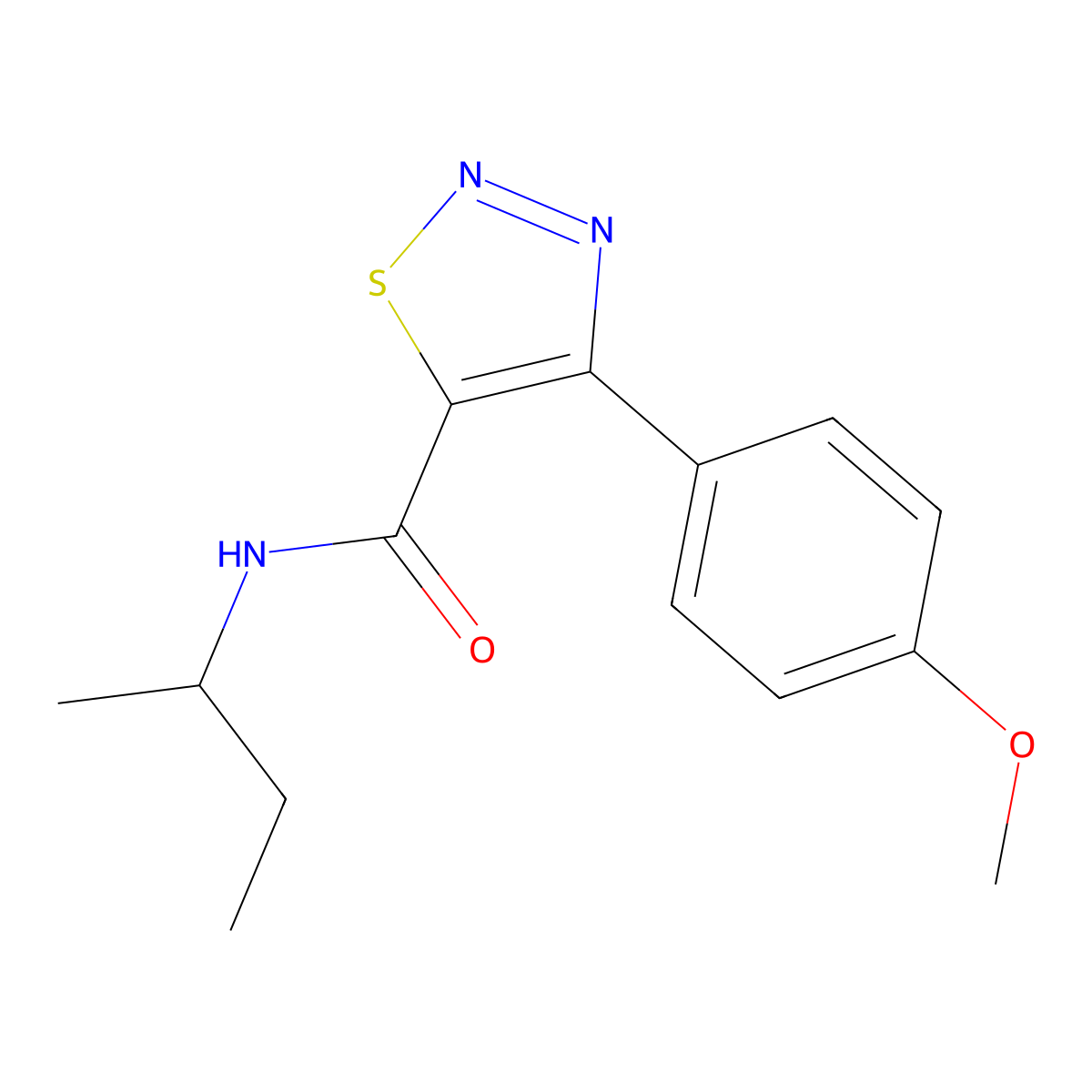 N-(butan-2-yl)-4-(4-methoxyphenyl)-1,2,3-thiadiazole-5-carboxamide molecular structure, CAS 1190254-36-4
