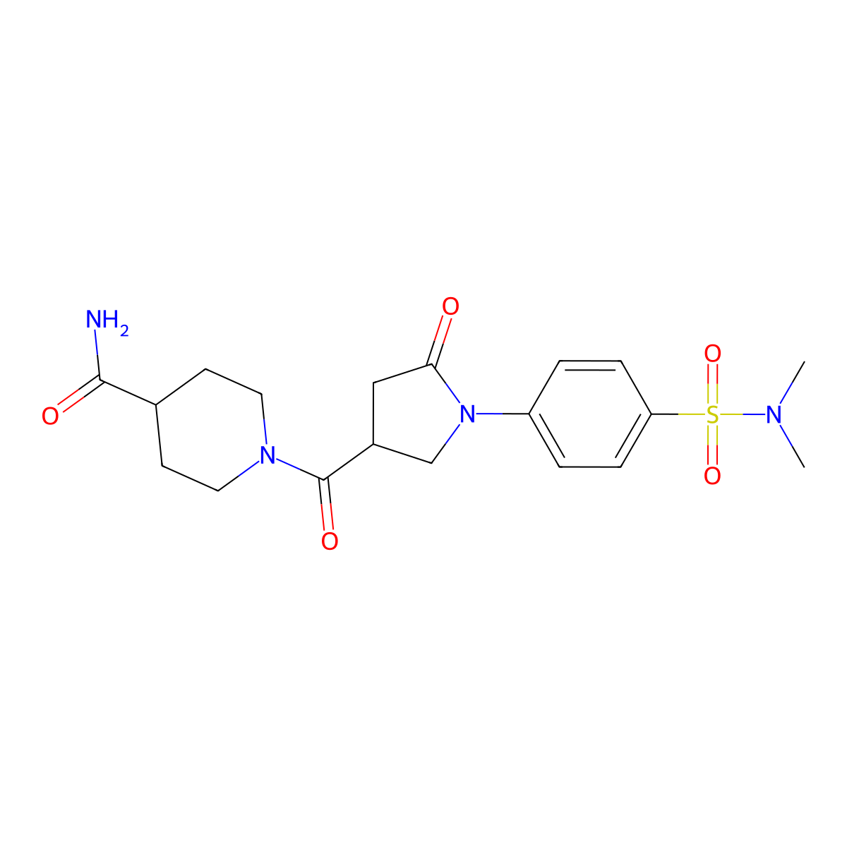 1-({1-[4-(Dimethylsulfamoyl)phenyl]-5-oxopyrrolidin-3-yl}carbonyl)piperidine-4-carboxamide molecular structure, CAS 1190254-55-7