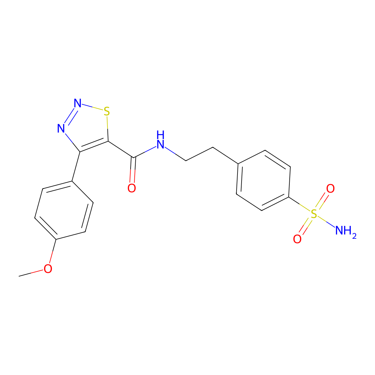 4-(4-methoxyphenyl)-N-[2-(4-sulfamoylphenyl)ethyl]-1,2,3-thiadiazole-5-carboxamide molecular structure, CAS 1190254-59-1