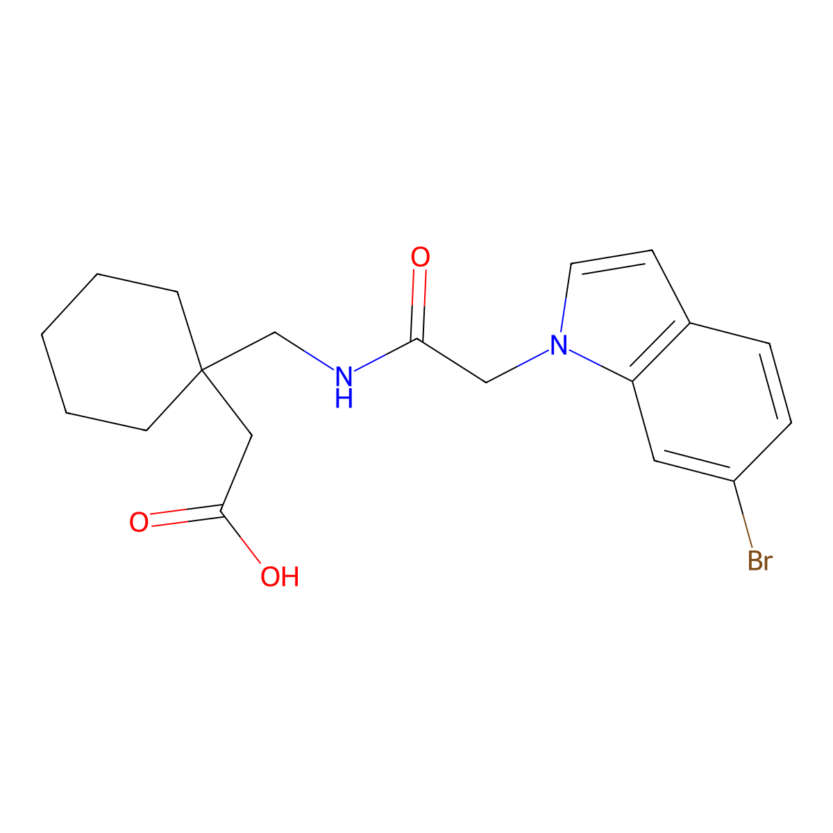 [1-({[(6-bromo-1H-indol-1-yl)acetyl]amino}methyl)cyclohexyl]acetic acid molecular structure, CAS 1190254-60-4