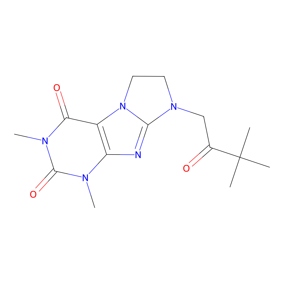 8-(3,3-dimethyl-2-oxobutyl)-1,3-dimethyl-7,8-dihydro-1H-imidazo[2,1-f]purine-2,4(3H,6H)-dione molecular structure, CAS 1190254-62-6
