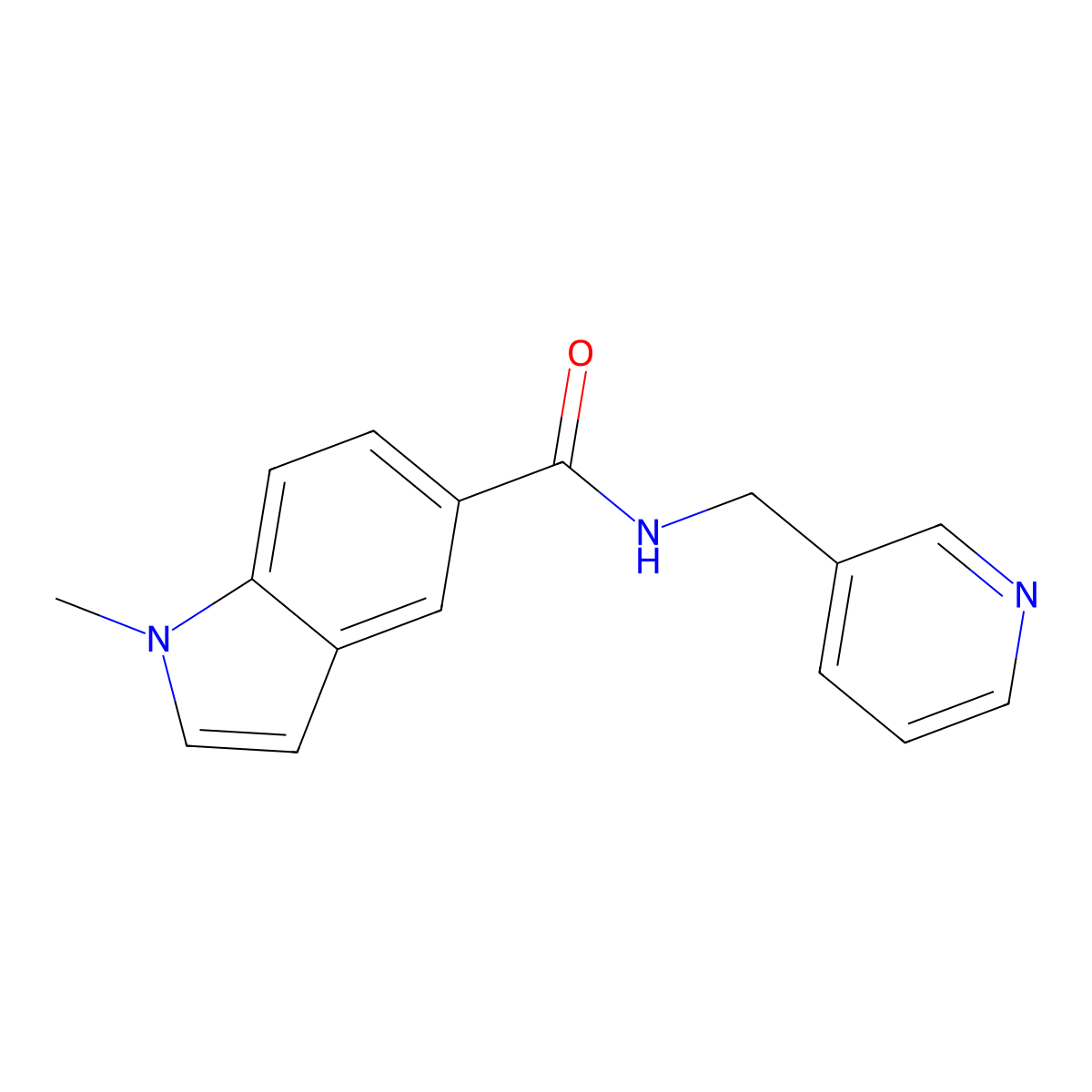 1-methyl-N-(pyridin-3-ylmethyl)-1H-indole-5-carboxamide molecular structure, CAS 1190254-69-3