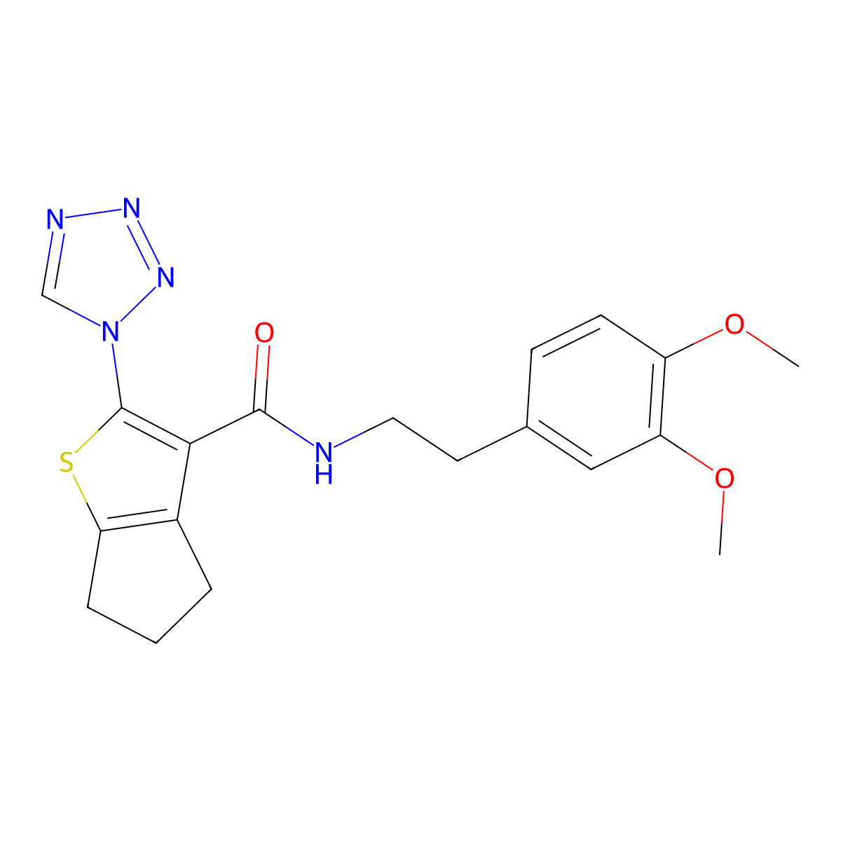 N-[2-(3,4-dimethoxyphenyl)ethyl]-2-(1H-tetrazol-1-yl)-5,6-dihydro-4H-cyclopenta[b]thiophene-3-carboxamide molecular structure, CAS 1190254-77-3