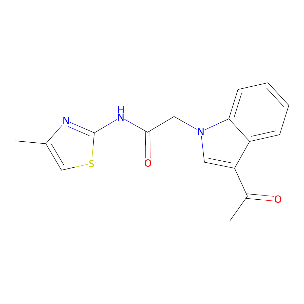 2-(3-acetyl-1H-indol-1-yl)-N-(4-methylthiazol-2-yl)acetamide molecular structure, CAS 1190254-83-1
