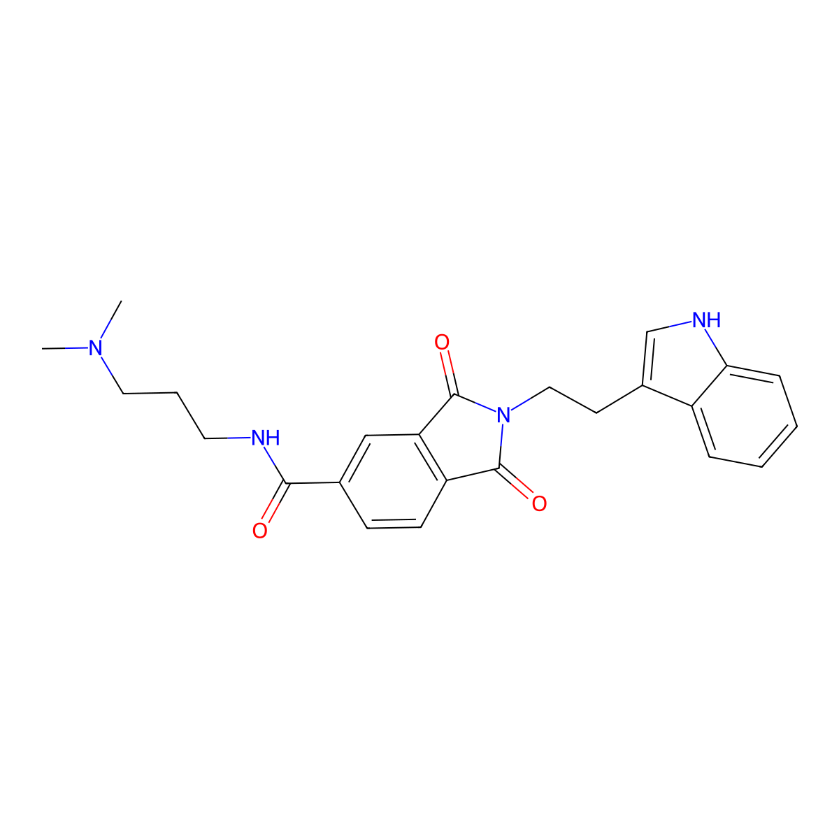 N-[3-(dimethylamino)propyl]-2-[2-(1H-indol-3-yl)ethyl]-1,3-dioxo-2,3-dihydro-1H-isoindole-5-carboxamide molecular structure, CAS 1190254-92-2