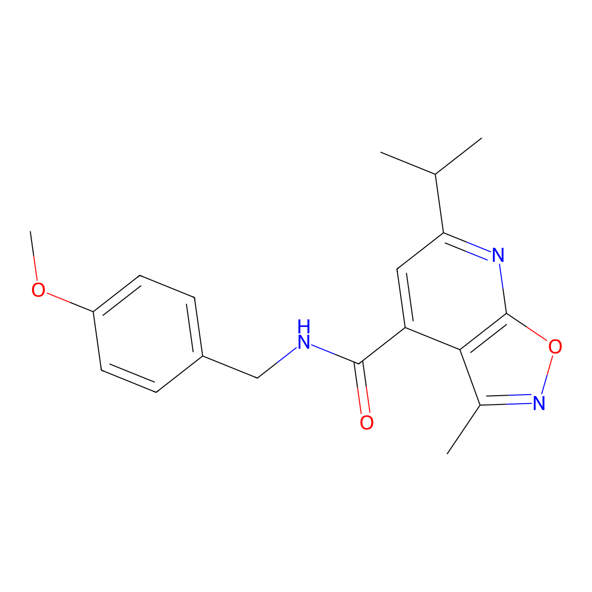 6-isopropyl-N-(4-methoxybenzyl)-3-methylisoxazolo[5,4-b]pyridine-4-carboxamide molecular structure, CAS 1190255-46-9
