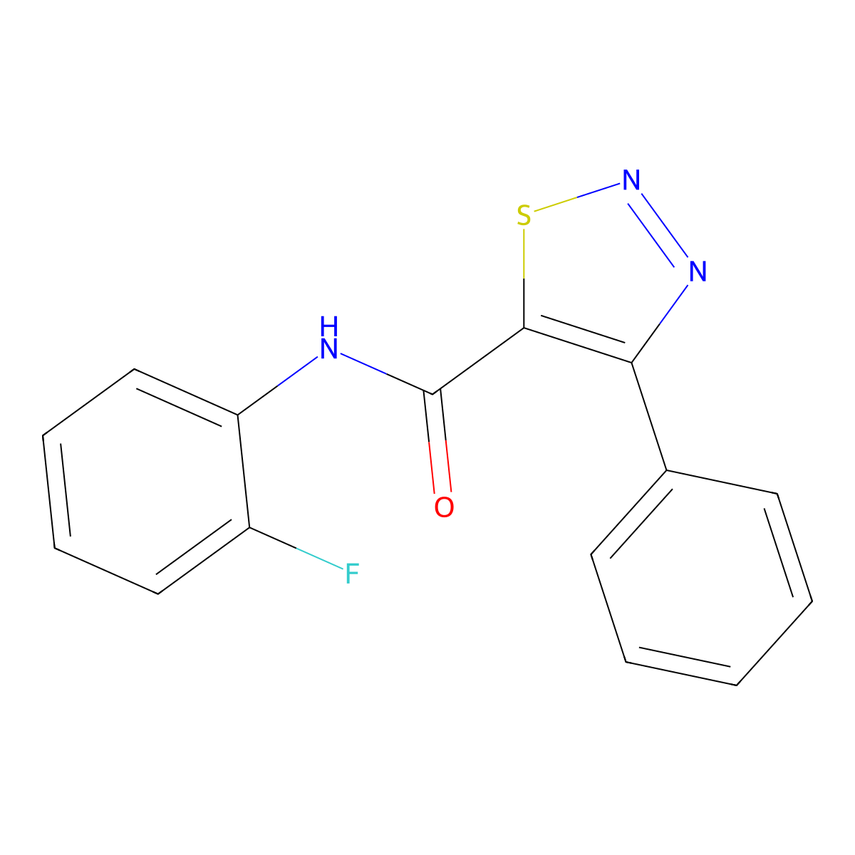 N-(2-fluorophenyl)-4-phenyl-1,2,3-thiadiazole-5-carboxamide molecular structure, CAS 1190255-52-7