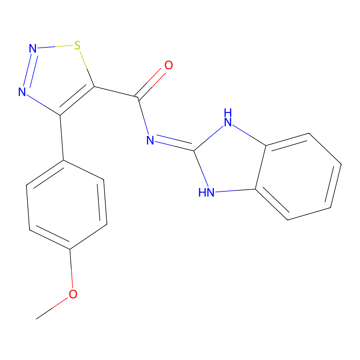 N-(1,3-dihydro-2H-benzimidazol-2-ylidene)-4-(4-methoxyphenyl)-1,2,3-thiadiazole-5-carboxamide molecular structure, CAS 1190255-57-2