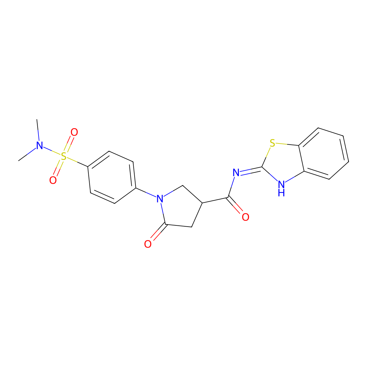 N-[(2E)-1,3-benzothiazol-2(3H)-ylidene]-1-[4-(dimethylsulfamoyl)phenyl]-5-oxopyrrolidine-3-carboxamide molecular structure, CAS 1190255-63-0