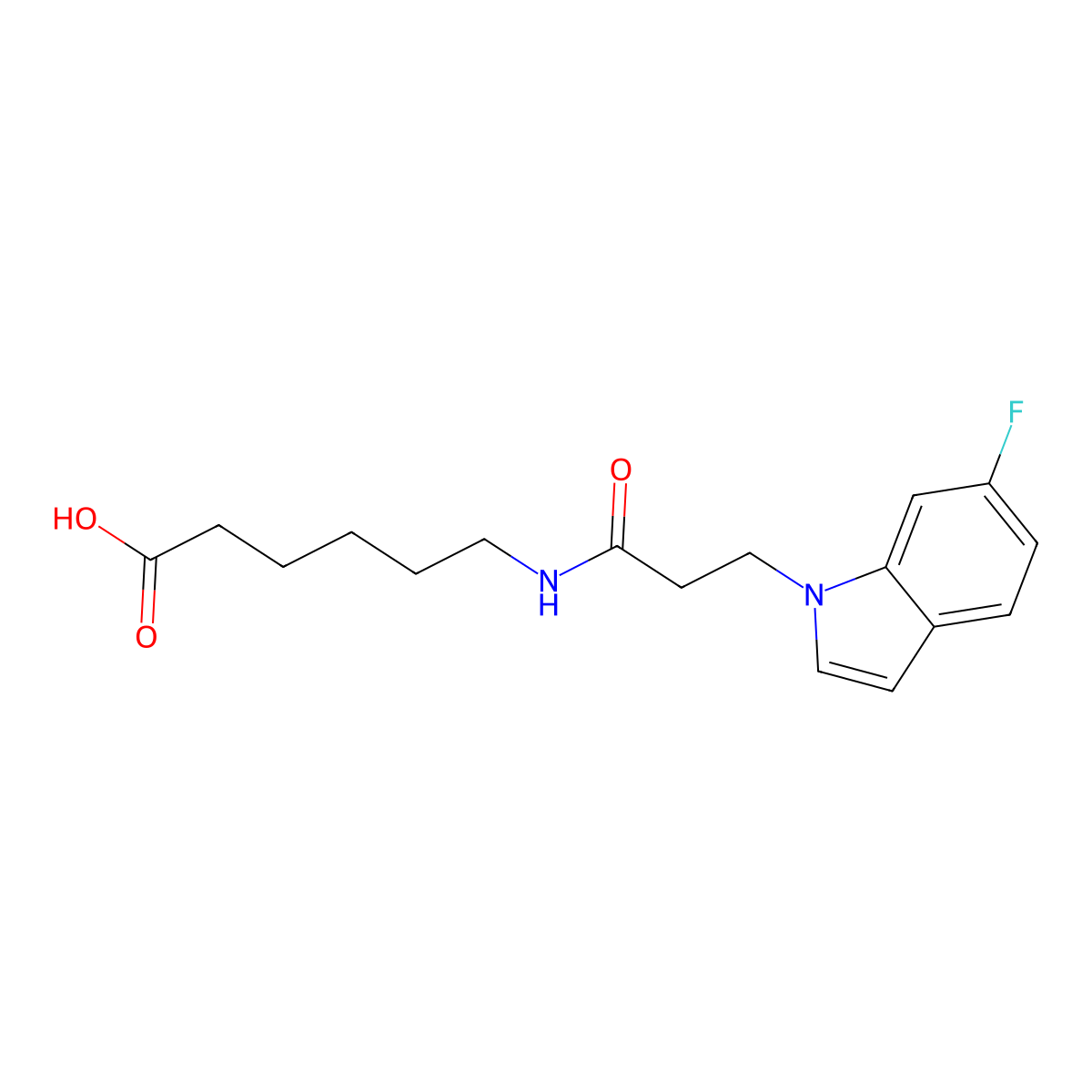 6-{[3-(6-fluoro-1H-indol-1-yl)propanoyl]amino}hexanoic acid molecular structure, CAS 1190255-70-9