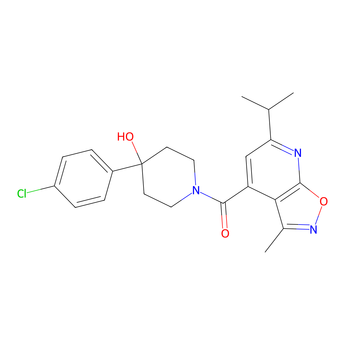 4-(4-Chlorophenyl)-1-[(6-isopropyl-3-methylisoxazolo[5,4-b]pyridin-4-yl)carbonyl]-4-piperidinol molecular structure, CAS 1190255-80-1