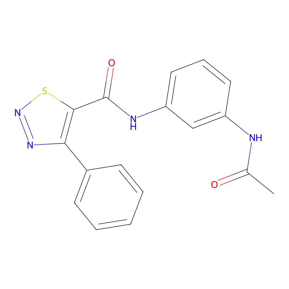 N-[3-(acetylamino)phenyl]-4-phenyl-1,2,3-thiadiazole-5-carboxamide molecular structure, CAS 1190255-91-4