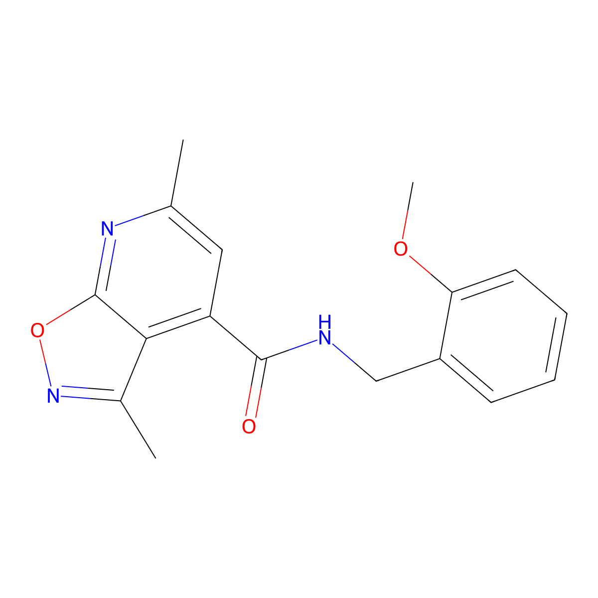 N-(2-methoxybenzyl)-3,6-dimethyl[1,2]oxazolo[5,4-b]pyridine-4-carboxamide molecular structure, CAS 1190255-93-6