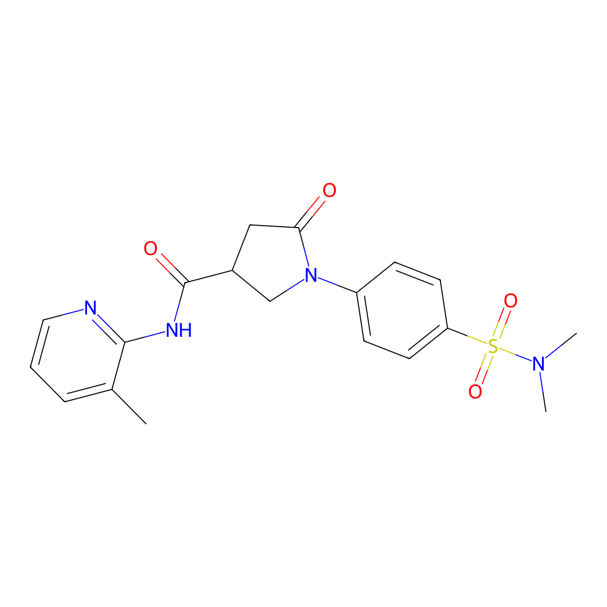 1-[4-(dimethylsulfamoyl)phenyl]-N-(3-methylpyridin-2-yl)-5-oxopyrrolidine-3-carboxamide molecular structure, CAS 1190256-08-6