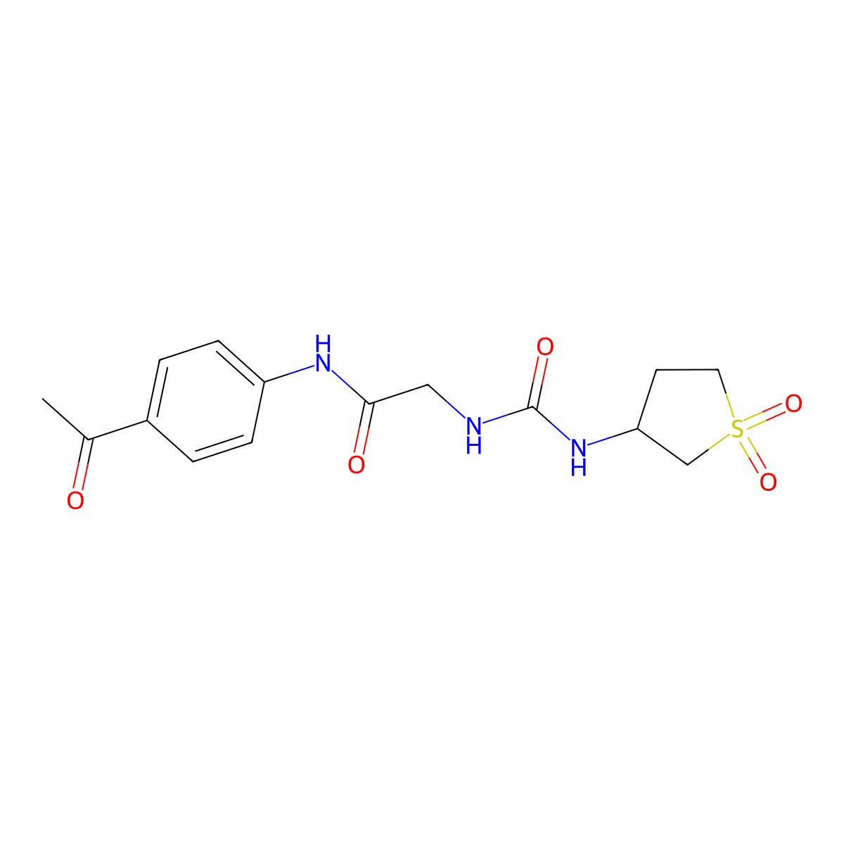 N-(4-acetylphenyl)-N~2~-[(1,1-dioxidotetrahydrothiophen-3-yl)carbamoyl]glycinamide molecular structure, CAS 1190256-18-8